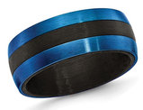 Men's Blue IP Plated Carbon Fiber Stainless Steel 8mm Band Ring